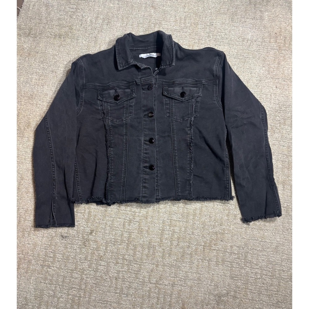 Sam Edelman The Jess Jacket ‎ Denim Cropped Raw Hem Distressed Womens XS